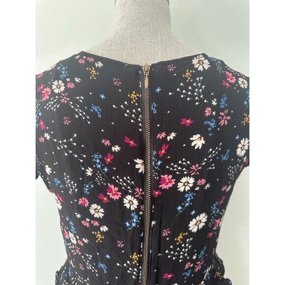Xhilaration Black Ruffle Floral Short Sleeve Dress size M - Picture 7 of 10